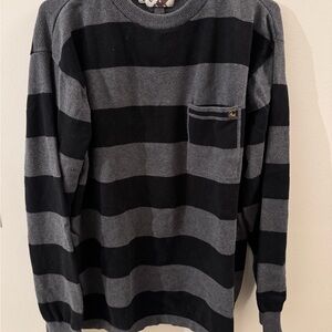 Men's Ripzone Striped Black and Gray Sweater